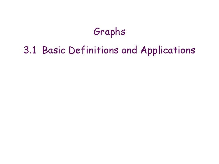 Graphs 3. 1 Basic Definitions and Applications Graphs 3. 1 Basic Definitions and Applications