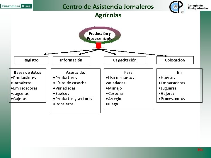 Centro de Asistencia Jornaleros Agrícolas Producción y Procesamiento Registro Bases de datos • Productiores Centro de Asistencia Jornaleros Agrícolas Producción y Procesamiento Registro Bases de datos • Productiores