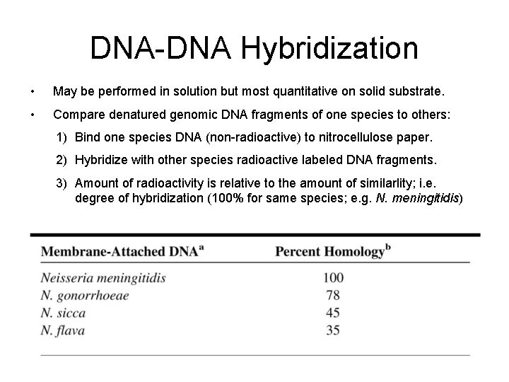 DNA-DNA Hybridization • May be performed in solution but most quantitative on solid substrate.