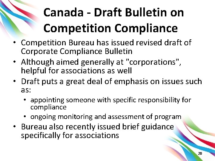 Canada - Draft Bulletin on Competition Compliance • Competition Bureau has issued revised draft