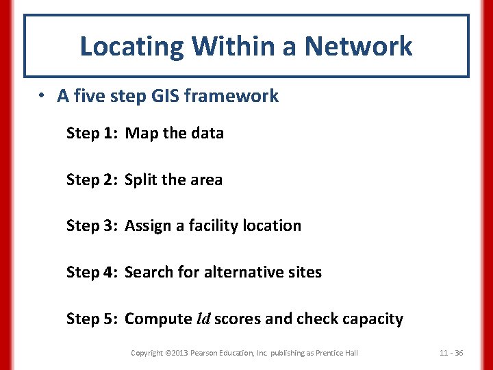 Locating Within a Network • A five step GIS framework Step 1: Map the
