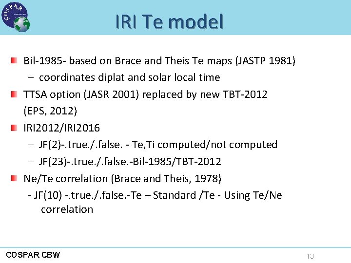 IRI Te model Bil-1985 - based on Brace and Theis Te maps (JASTP 1981)