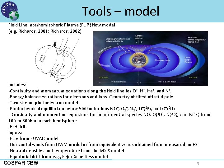 Tools – model Field Line Interhemispheric Plasma (FLIP) flow model (e. g. Richards, 2001;