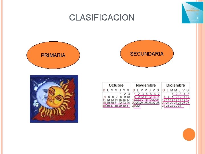 CLASIFICACION PRIMARIA SECUNDARIA 