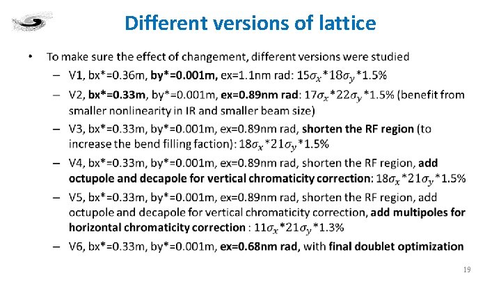 Different versions of lattice • 19 