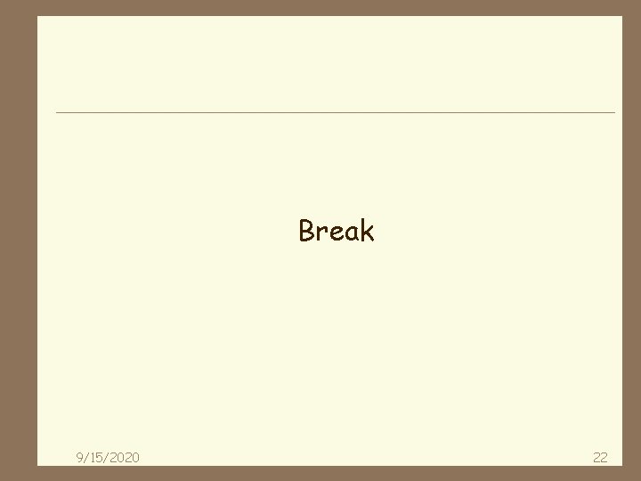 Break 9/15/2020 22 