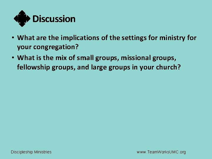 Discussion • What are the implications of the settings for ministry for your congregation?