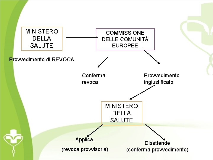 MINISTERO DELLA SALUTE COMMISSIONE DELLE COMUNITÀ EUROPEE Provvedimento di REVOCA Conferma revoca Provvedimento ingiustificato