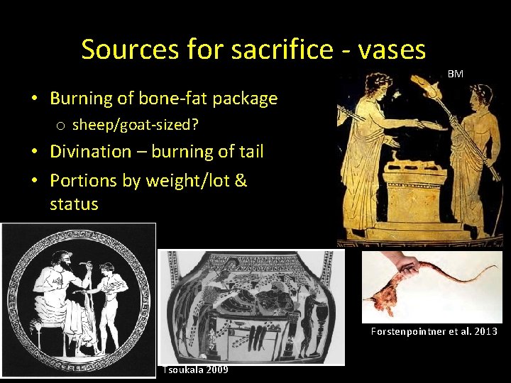 Sources for sacrifice - vases BM • Burning of bone-fat package o sheep/goat-sized? •