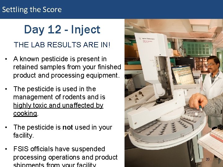 Settling the Score Day 12 - Inject THE LAB RESULTS ARE IN! • A Settling the Score Day 12 - Inject THE LAB RESULTS ARE IN! • A