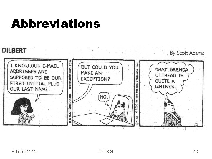Abbreviations Feb 10, 2011 IAT 334 19 