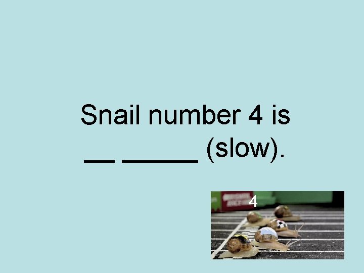 Snail number 4 is __ _____ (slow). 4 