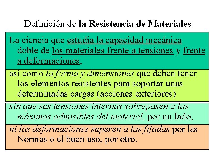 Definición de la Resistencia de Materiales La ciencia que estudia la capacidad mecánica doble