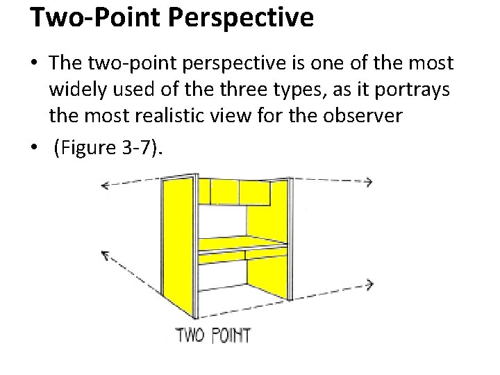 Two-Point Perspective • The two-point perspective is one of the most widely used of