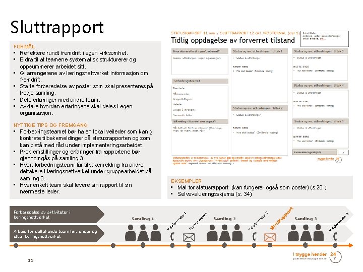 Sluttrapport FORMÅL • Reflektere rundt fremdrift i egen virksomhet. • Bidra til at teamene