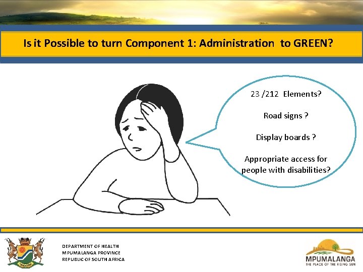  Is it Possible to turn Component 1: Administration to GREEN? 23 /212 Elements?