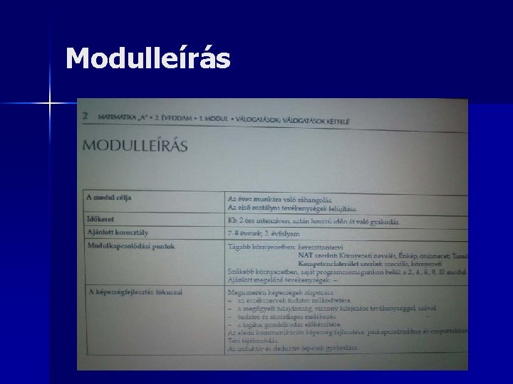 Modulleírás 