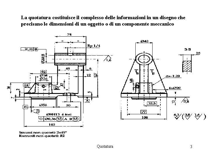 La quotatura costituisce il complesso delle informazioni in un disegno che precisano le dimensioni