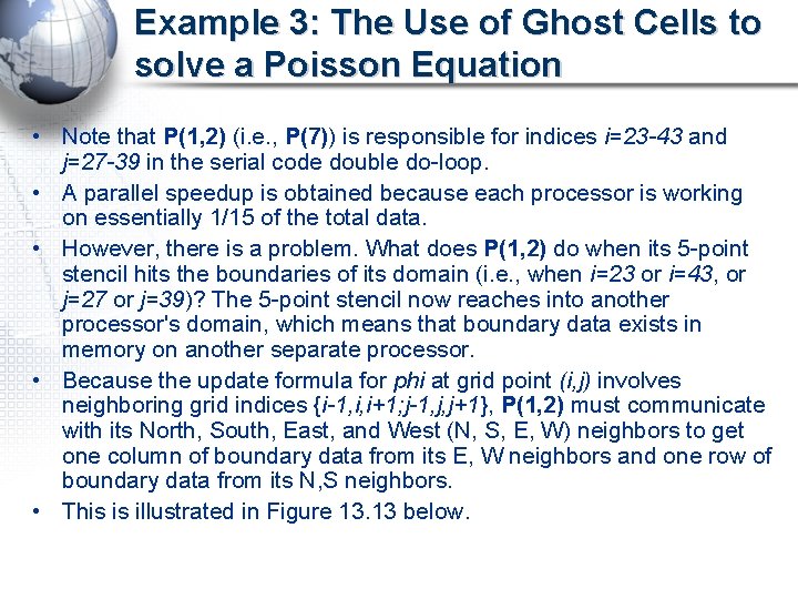 Example 3: The Use of Ghost Cells to solve a Poisson Equation • Note