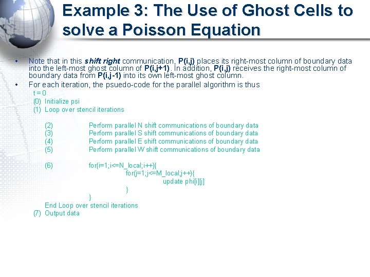 Example 3: The Use of Ghost Cells to solve a Poisson Equation • •