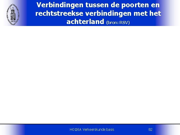 Verbindingen tussen de poorten en rechtstreekse verbindingen met het achterland (bron: RSV) H 01