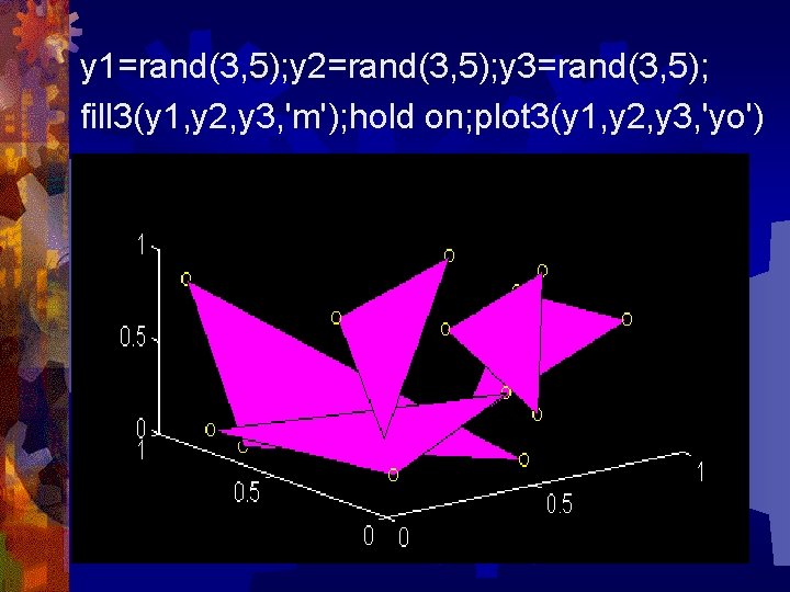 y 1=rand(3, 5); y 2=rand(3, 5); y 3=rand(3, 5); fill 3(y 1, y 2,