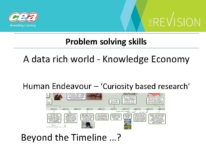 Problem solving skills A data rich world - Knowledge Economy Human Endeavour – ‘Curiosity