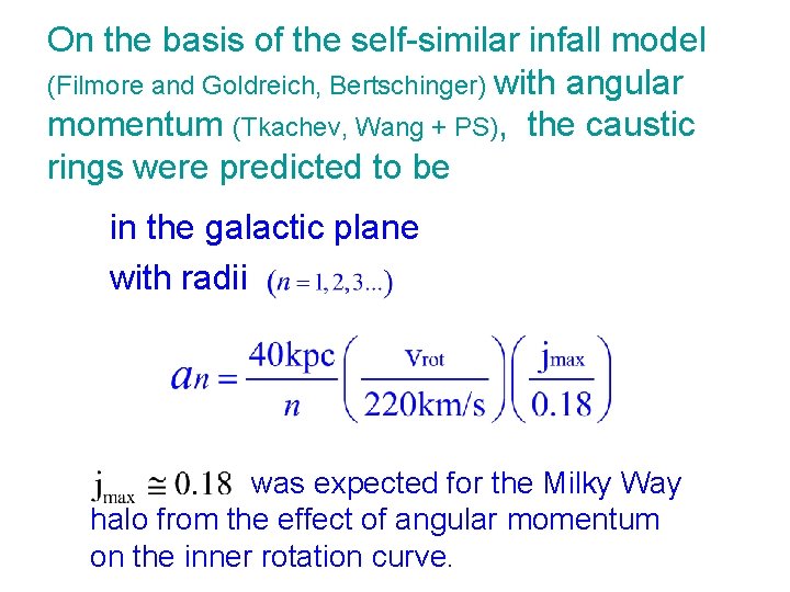 On the basis of the self-similar infall model (Filmore and Goldreich, Bertschinger) with angular On the basis of the self-similar infall model (Filmore and Goldreich, Bertschinger) with angular