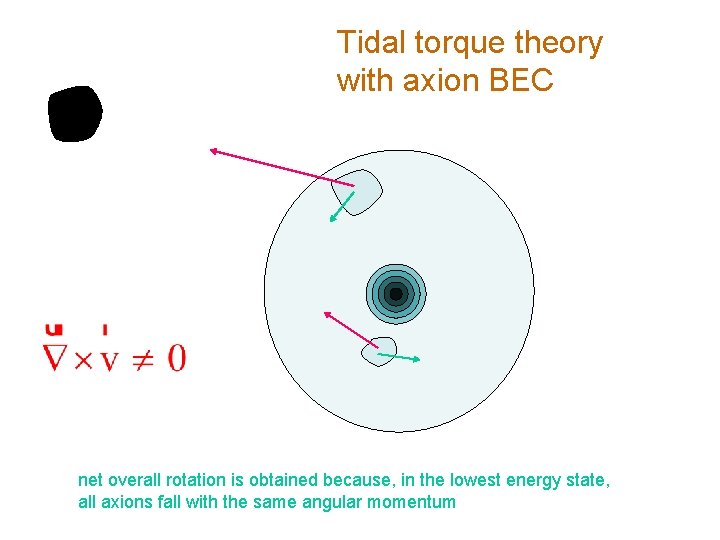 Tidal torque theory with axion BEC net overall rotation is obtained because, in the Tidal torque theory with axion BEC net overall rotation is obtained because, in the