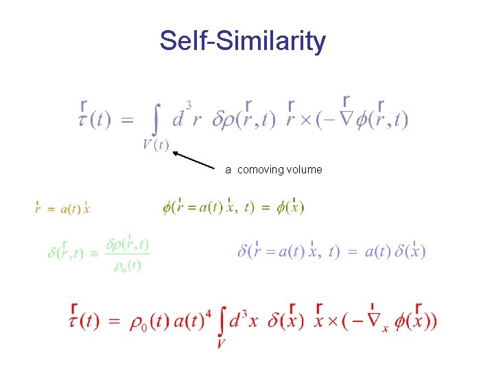 Self-Similarity a comoving volume Self-Similarity a comoving volume