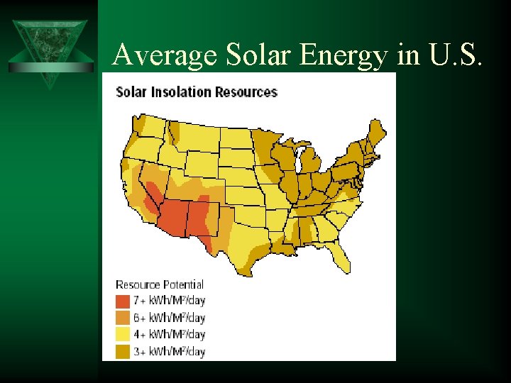 Average Solar Energy in U. S. 