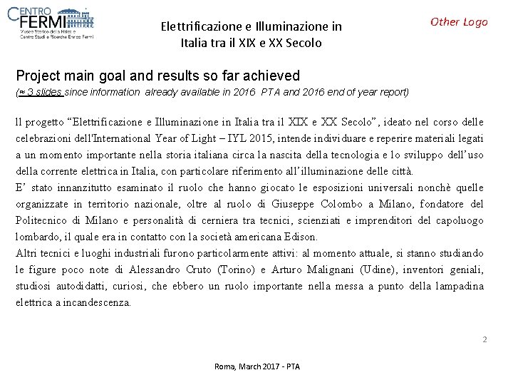 Elettrificazione e Illuminazione in Italia tra il XIX e XX Secolo Other Logo Project