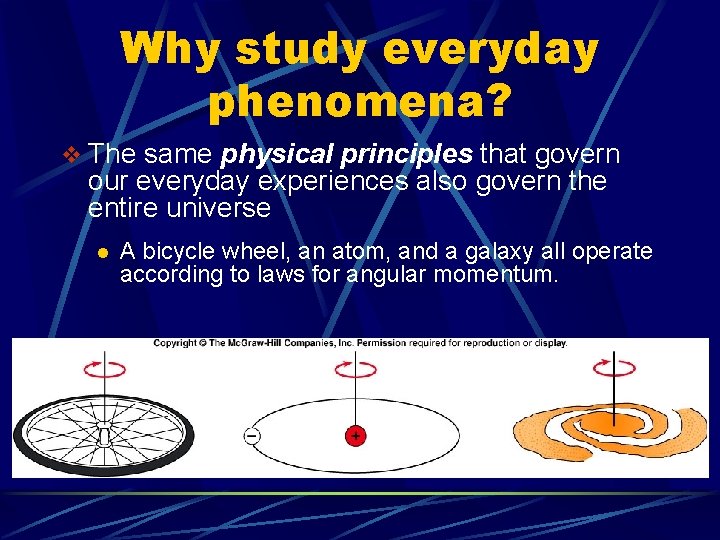 Why study everyday phenomena? v The same physical principles that govern our everyday experiences