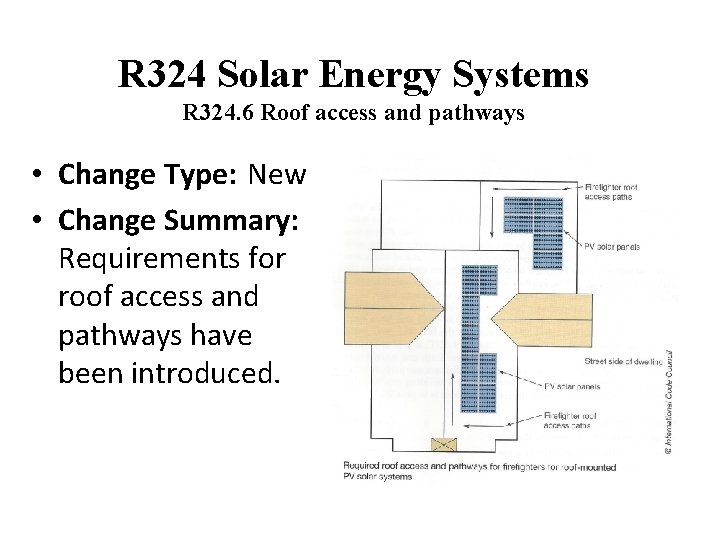 R 324 Solar Energy Systems R 324. 6 Roof access and pathways • Change