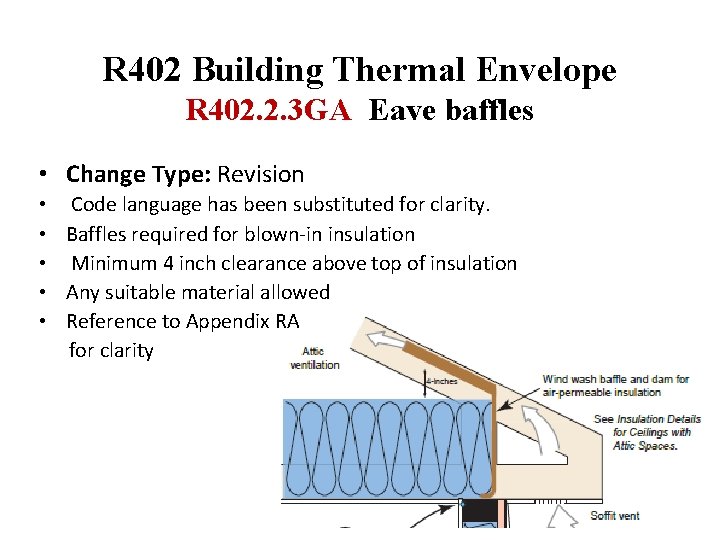 R 402 Building Thermal Envelope R 402. 2. 3 GA Eave baffles • Change