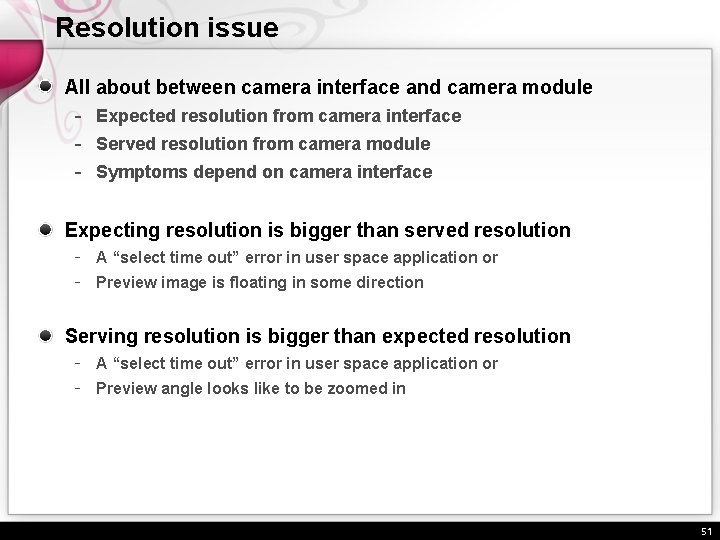 Resolution issue All about between camera interface and camera module - Expected resolution from