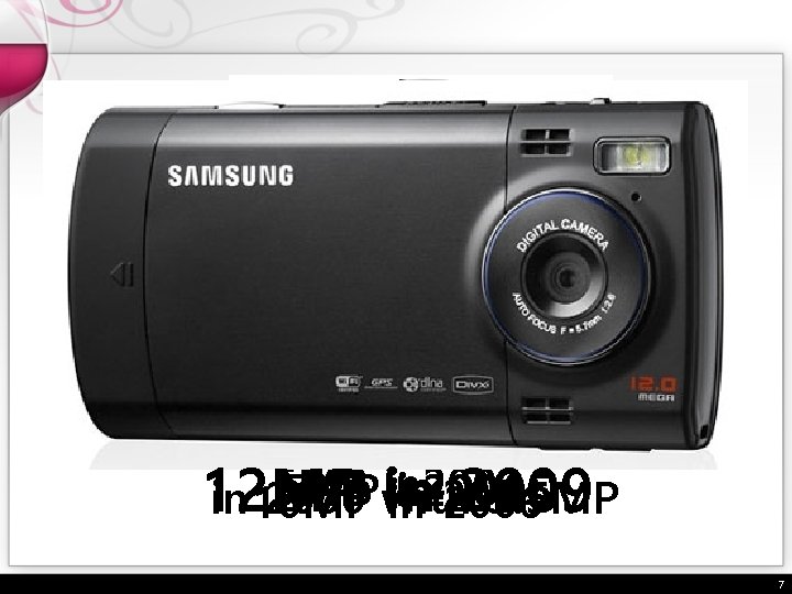 History of camera phone 1. 3 MP in 2003 First Camera Phone 5 MP