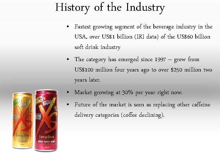 History of the Industry • Fastest growing segment of the beverage industry in the