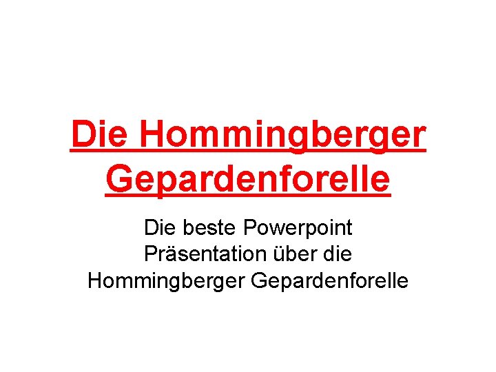 Die Hommingberger Gepardenforelle Die beste Powerpoint Präsentation über die Hommingberger Gepardenforelle 