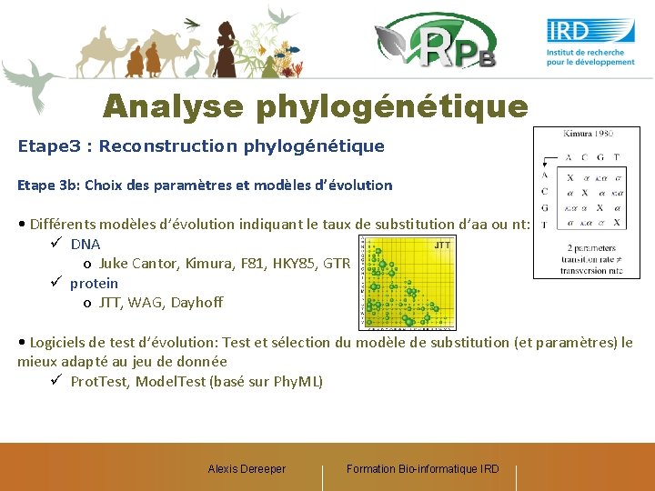 Analyse phylogénétique Etape 3 : Reconstruction phylogénétique Etape 3 b: Choix des paramètres et