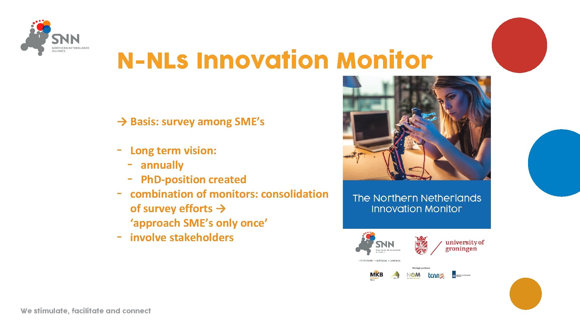 N-NLs Innovation Monitor → Basis: survey among SME’s - Long term vision: - annually