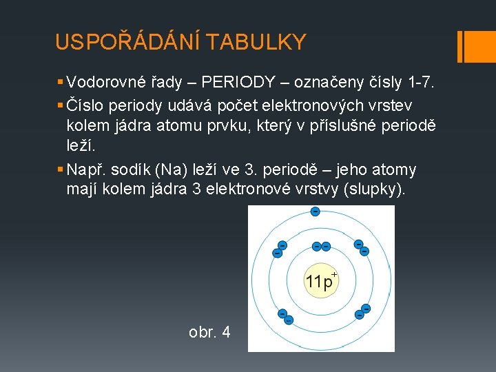 USPOŘÁDÁNÍ TABULKY § Vodorovné řady – PERIODY – označeny čísly 1 -7. § Číslo