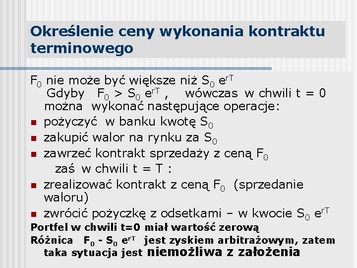 Określenie ceny wykonania kontraktu terminowego F 0 nie może być większe niż S 0