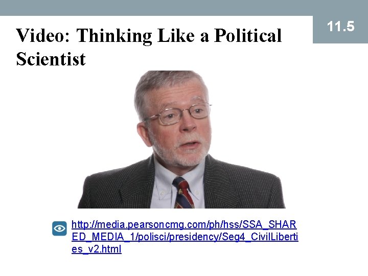 Video: Thinking Like a Political Scientist http: //media. pearsoncmg. com/ph/hss/SSA_SHAR ED_MEDIA_1/polisci/presidency/Seg 4_Civil. Liberti es_v