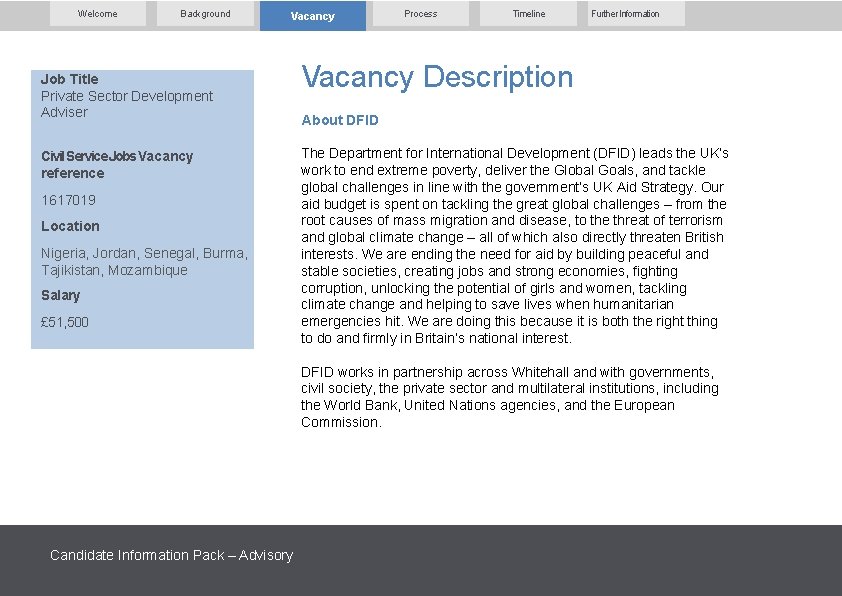 Welcome Background Vacancy Job Title Private Sector Development Adviser Civil Service Jobs Vacancy reference