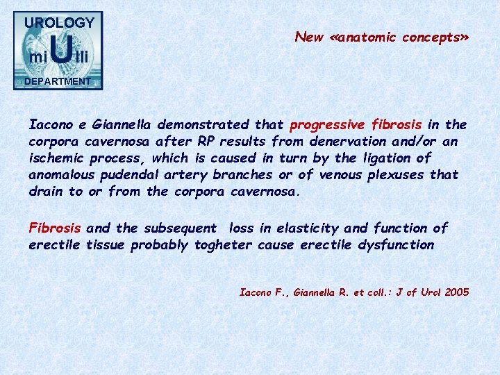 UROLOGY mi Ulli New «anatomic concepts» DEPARTMENT Iacono e Giannella demonstrated that progressive fibrosis