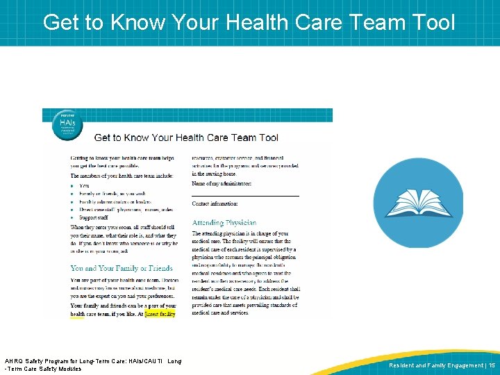 Get to Know Your Health Care Team Tool AHRQ Safety Program for Long-Term Care: