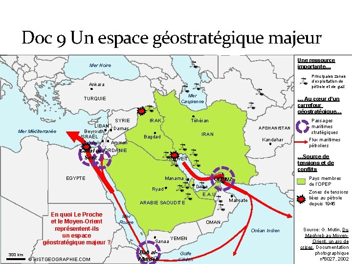 Doc 9 Un espace géostratégique majeur Une ressource importante… Mer Noire Principales zones d’exploitation