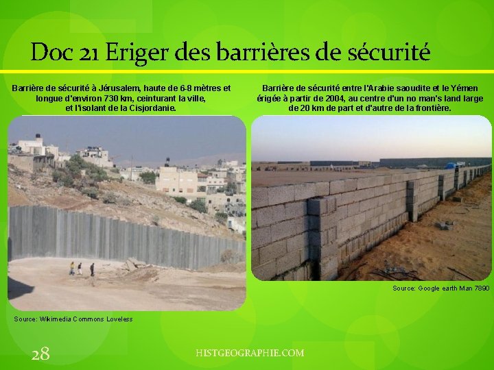 Doc 21 Eriger des barrières de sécurité Barrière de sécurité à Jérusalem, haute de