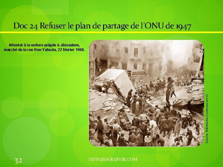 Doc 24 Refuser le plan de partage de l’ONU de 1947 Source: Wikimedia Commons